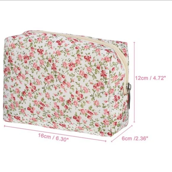 Pink & Green Floral Cosmetic Bag - Picture 5 of 8